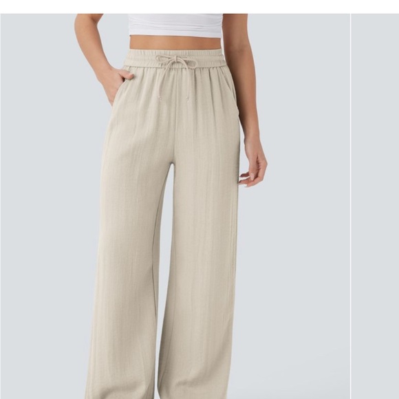 HALARA Pants - HALARA Women's Beige Wide-Leg Pants